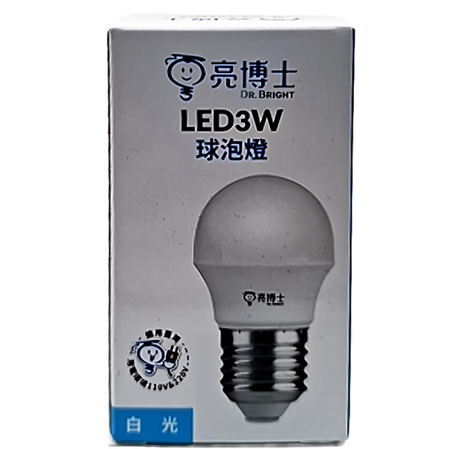 Dr.Bright 亮博士 3W LED E27球泡 6500K, 1個, 白光