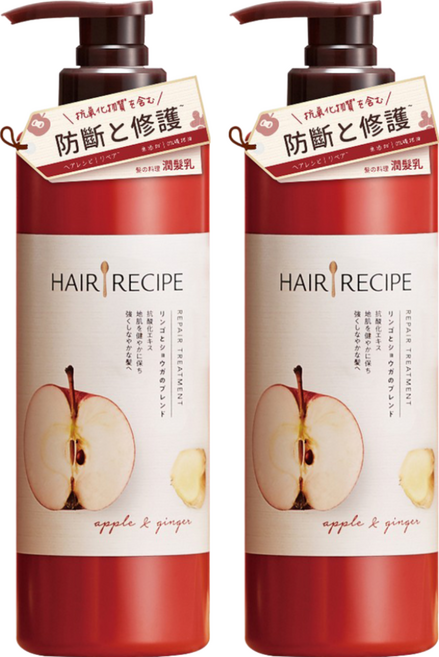 HAIR RECIPE 髮的食譜 防斷修護潤髮乳 蘋果生薑, 530g, 2瓶