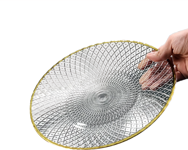 FOREVER 日式輕奢玻璃盤 385g, 描金邊銀河款, 1個