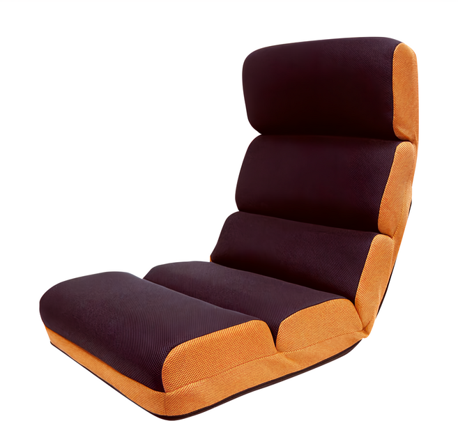 Cotton Field 棉花田傢飾 漢斯頸腰雙調節12段折疊和室椅 舒適透氣 收納, 1個, 可折疊 棕色 + 橘色