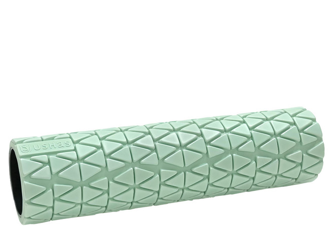 USHaS 瑜癒 ZenRoller 瑜珈舒壓按摩長滾筒 半稜紋設計 深層按摩 高密度材質 安全耐用 無毒EVA 肌膚友好, 薄水綠, 1個
