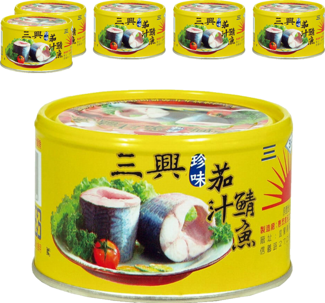 三興 珍味茄汁鯖魚 平二號, 230g, 6罐