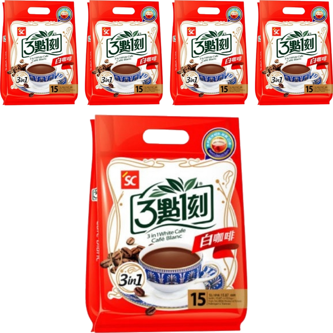 3點1刻 3合1白咖啡, 30g, 15包, 5袋