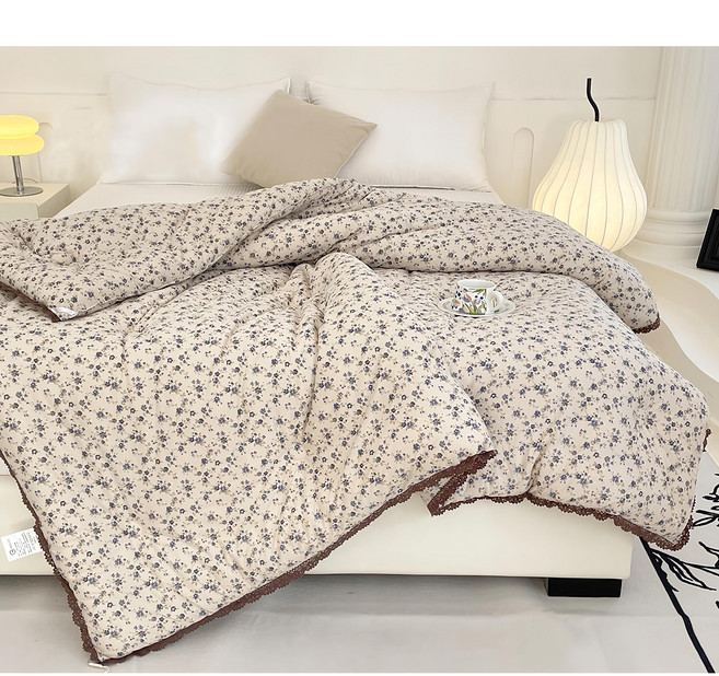 LoveCity 寢城之戀 超保暖針織親膚透氣 氣質蕾絲水洗冬被, 勿忘草