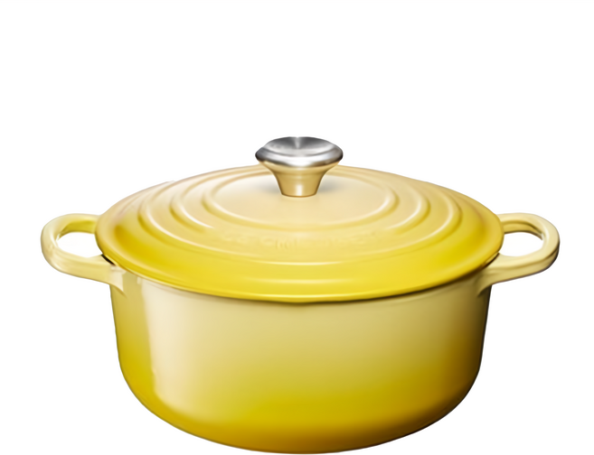 LE CREUSET 圓鐵鍋 鋼頭 3660g 2.4L, 20cm, 閃亮黃, 1個