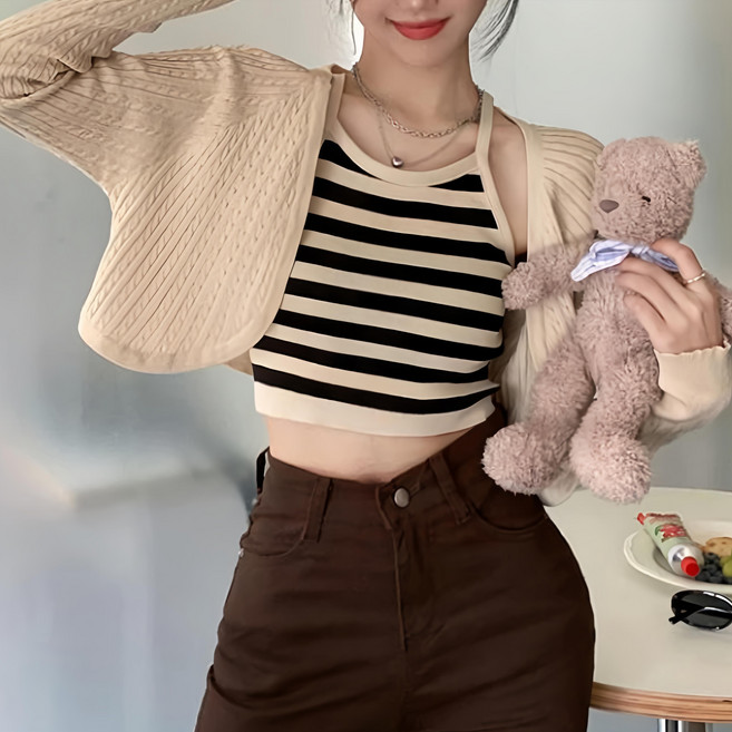 奶茶系短版毛衣