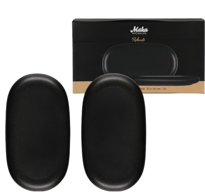 Maku KITCHEN LIFE 橢圓盤2件組 - 北歐風格餐具, 2 件組橢圓盤, 黑色, 1組