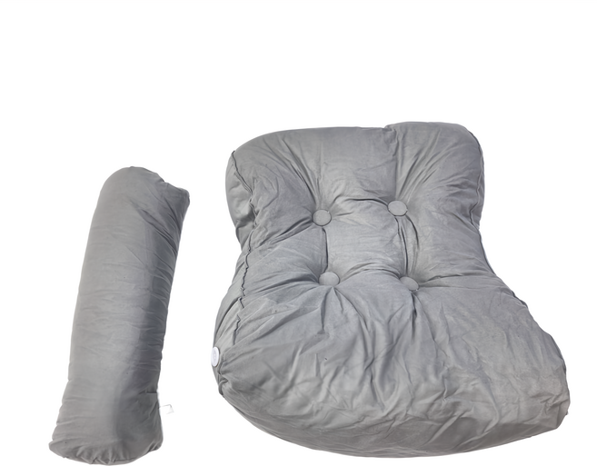 西格傢飾 現代輕奢款多用途三角床頭靠墊 附圓枕 - 古典灰