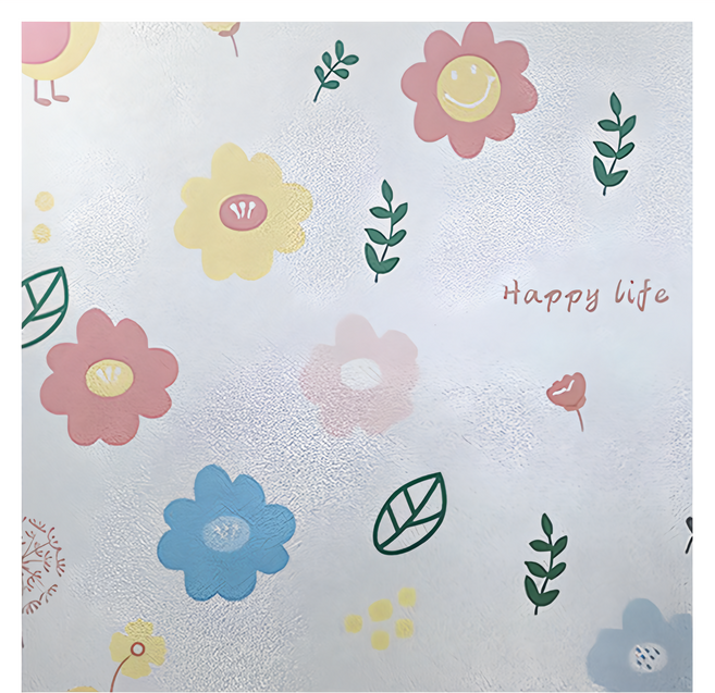 半島良品 抗UV防曬靜電貼窗貼, 鳥語 白色