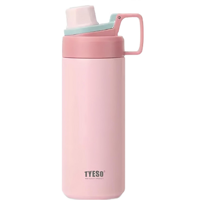 TYESO 泰碩 304不鏽鋼幻彩系列運動保溫杯, 櫻花粉, 600ml, 1個