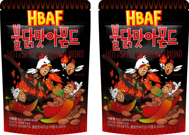 HBAF 杏仁果 火辣雞風味, 120g, 2包