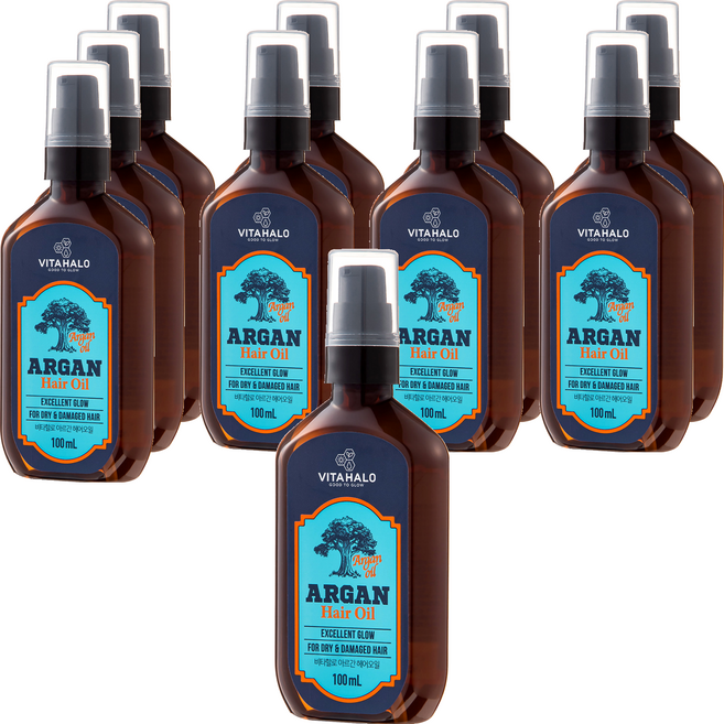 VITAHALO 摩洛哥堅果護髮精油 適用於乾燥和受損髮質 提供光澤, 100ml, 10瓶