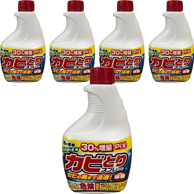 Lion Chemical 獅子化學 Pix 浴廁用泡沫清潔噴霧 大容量補充瓶, 520g, 5瓶