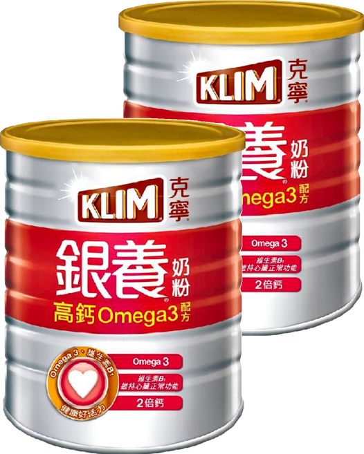 KLIM 克寧 銀養奶粉 高鈣Omega3配方, 750g, 2罐