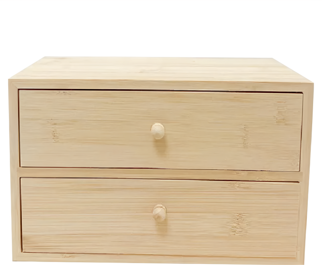 簡約質感 實木抽屜收納盒, 木紋色, 2層