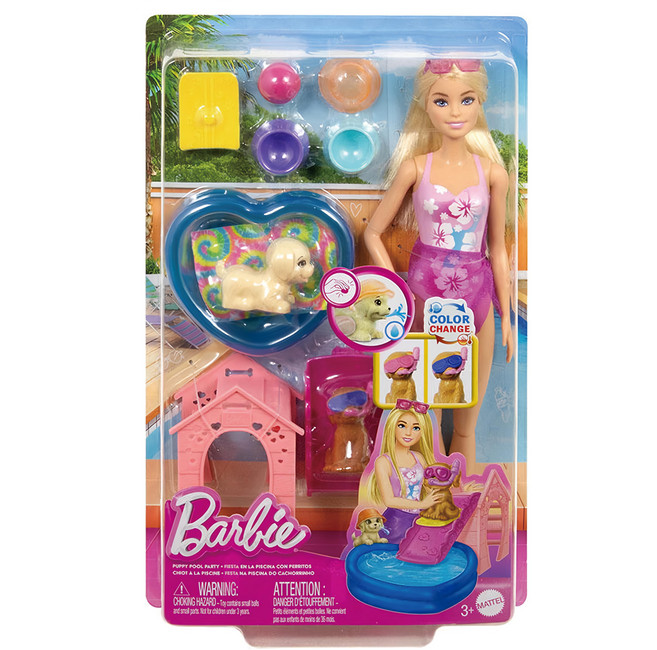 Barbie 芭比 芭比與寵物遊戲系列 狗狗游泳池派對, 1盒