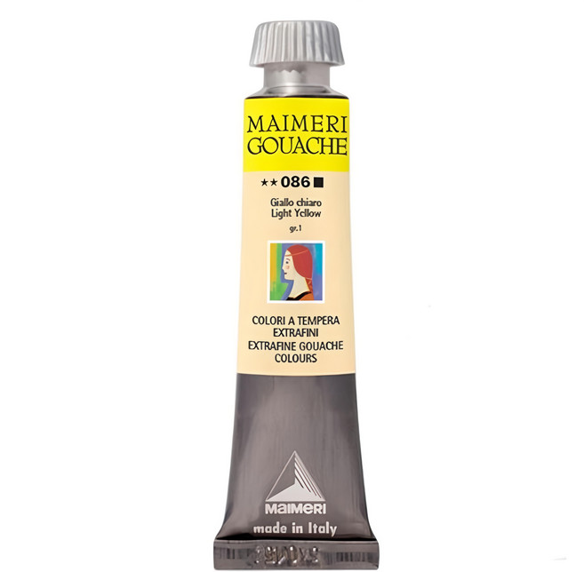 MaIMeRI 美利 GOUACHE 不透明水彩 MA-2002086 086 LIGHT YELLOW 淺黃色, 20ml
