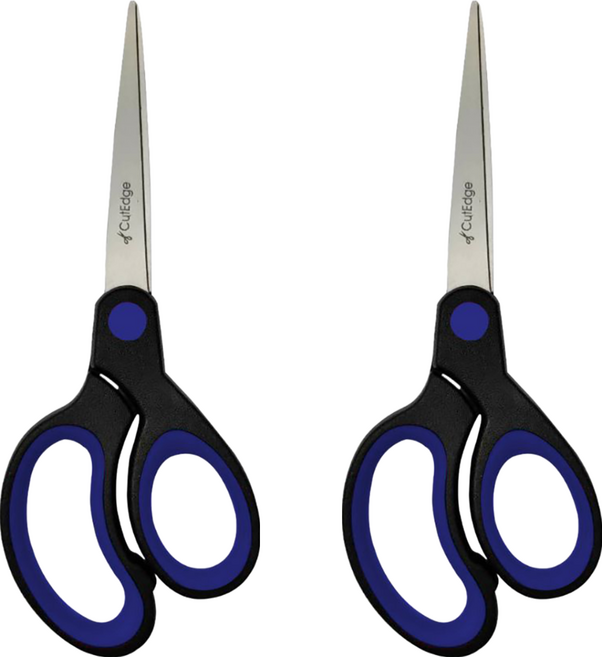 CutEdge 鋒銳 不沾膠萬用剪 附專利剪刀座 7吋, 藍色, 2支