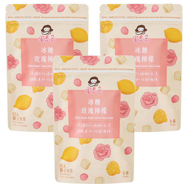 Medolly 蜜思朵 冰糖玫瑰檸檬 嚴選天然食材 無咖啡因 獨立包裝, 15顆, 17g, 3袋