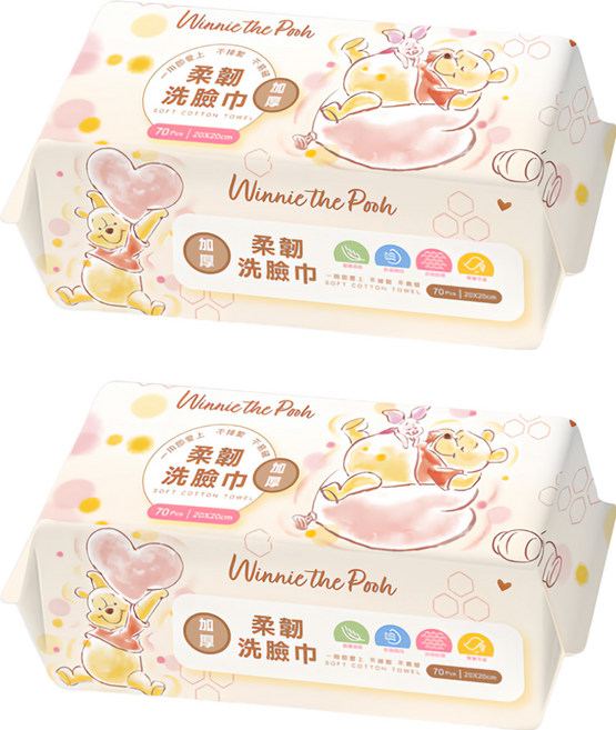 ONEDER 旺達棉品 洗臉巾, 小熊維尼, 2包