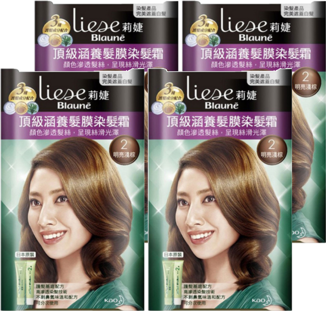 Liese 莉婕 頂級涵養髮膜染髮霜, 2 明亮淺棕, 4盒
