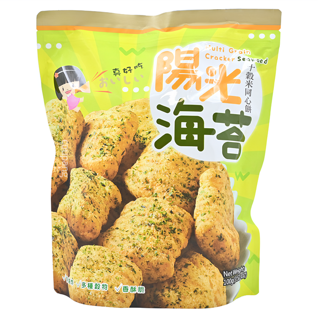 一口田 十榖米同心餅 陽光海苔, 100g, 1包