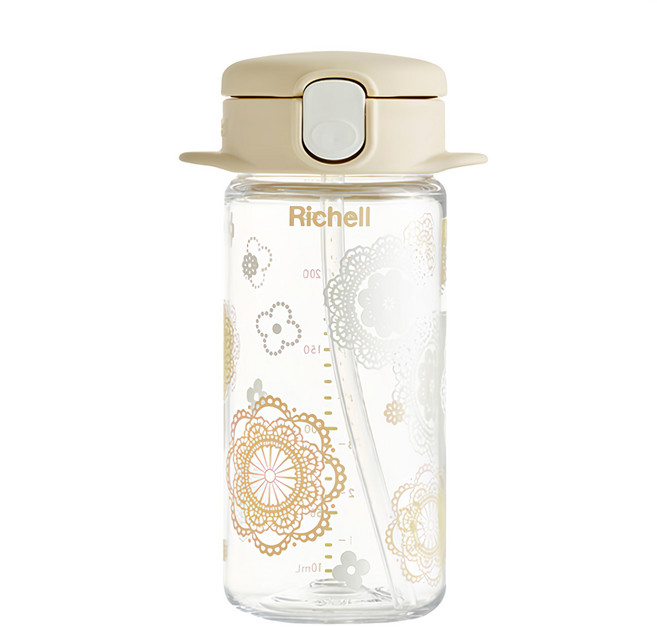 Richell 利其爾 AQ Mug系列 吸管水杯 240ml, 米色, 1個