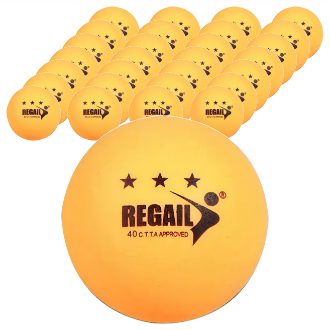 REGAIL 乒乓球 三星級練習球, 60顆, 1桶, 橙色