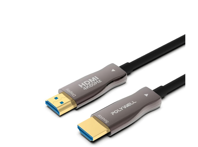 POLYWELL 寶利威爾 HDMI 2.0 AOC 光纖影音傳輸線 公對公, 1條, 20m