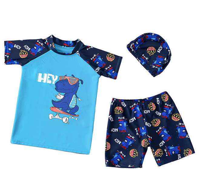 我家寶貝 兒童泳衣3件組 泳衣+泳褲+泳帽