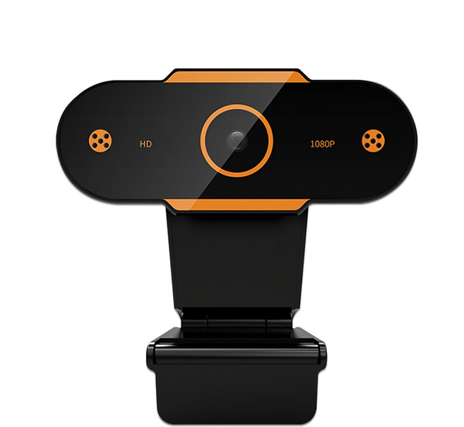 嚴選 1080HD USB隨插即用 電腦筆電遠端網路視訊攝影鏡頭, 黑色 + 橘色, XA12BLK01HD01