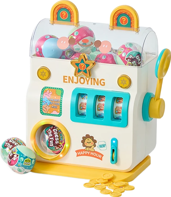 KiKimmy 多功能聲光拉霸扭蛋機 內含10顆扭蛋+遊戲硬幣, 1盒