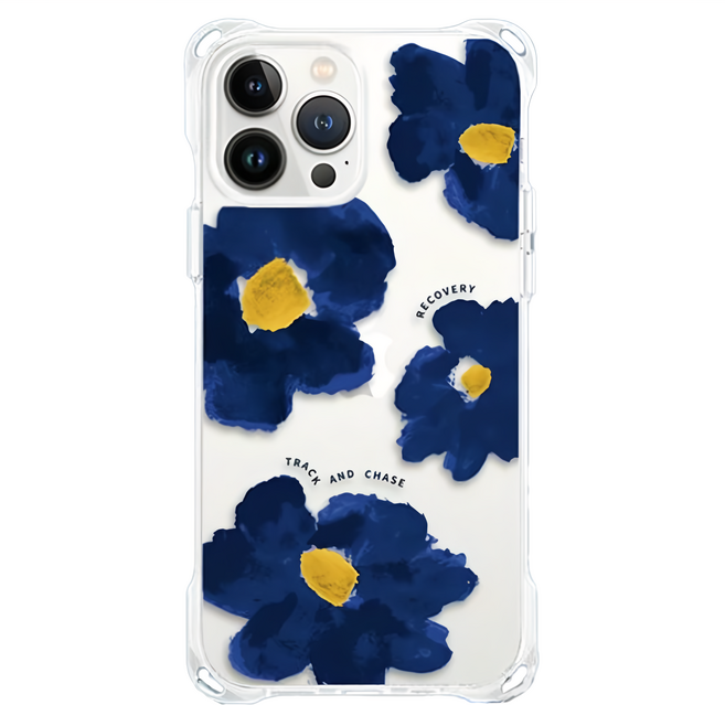 MOOTUN 沐盾 iPhone 15 Pro 手機殼 四角掛繩 360° 防摔 藍水彩花
