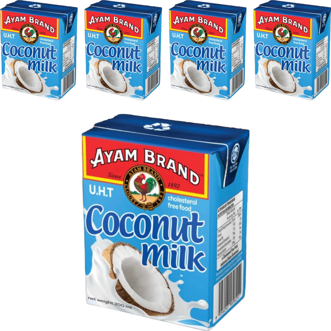 AYAM 雄雞標 特級椰奶 利樂包, 200ml, 5入