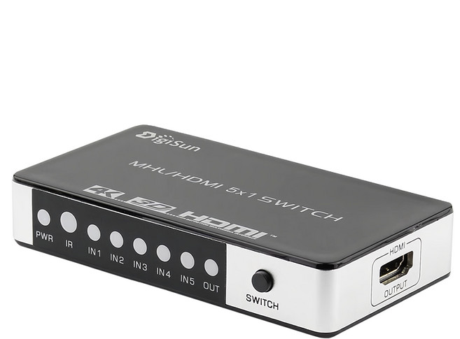 DigiSun 得揚 VH751Z 4K2K HDMI 五入一出影音切換器, 黑色, 1個