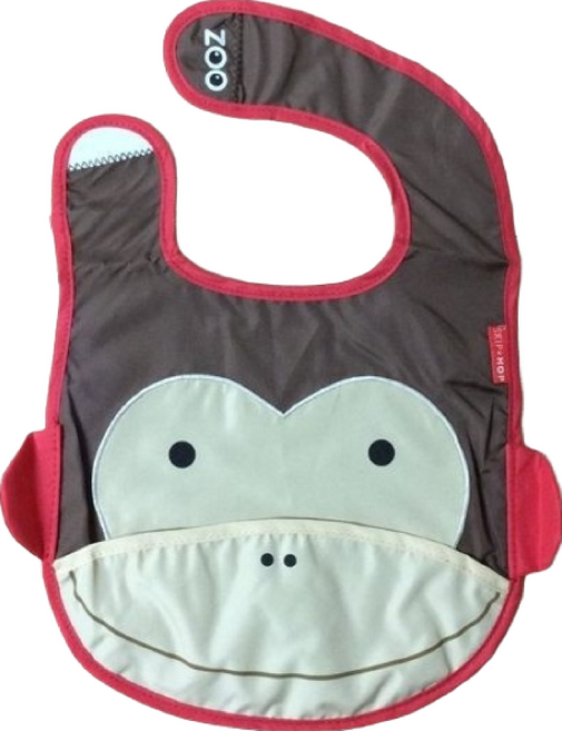 SKIP HOP 動物圍兜 Tuck-Away Bib 柔軟魔鬼氈閉合, 猴子, 1件, 1件