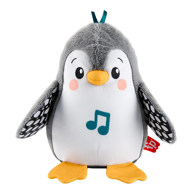 fisher-price 費雪 可愛搖擺小企鵝 高對比翅膀 0+適用, 23.5cm, 灰色, 1個