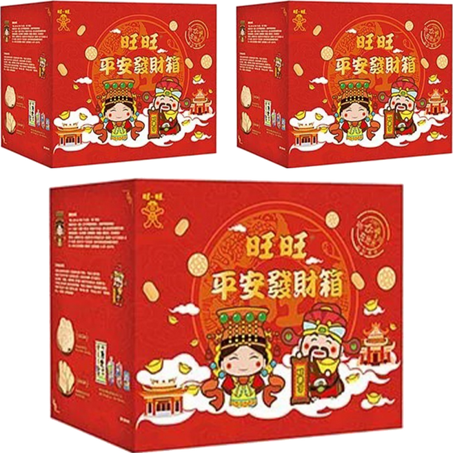 旺旺 平安發財箱 綜合零食禮盒, 857g, 3盒