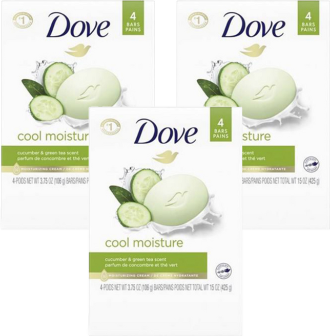 Dove 多芬 涼感保濕沐浴皂 小黃瓜綠茶香, 106g, 12顆