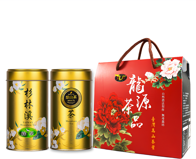 龍源茶品 鑫龍源 杉林溪綠茶葉 + 梨山烏龍青茶葉禮盒, 綠茶葉 50g + 梨山烏龍青茶 150g, 1盒