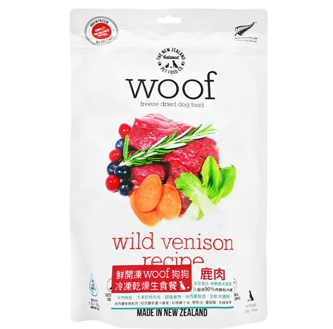 NZ Natural PET FOOD WOOF 全齡犬 狗狗冷凍乾燥生食餐, 鹿肉, 280g, 1袋
