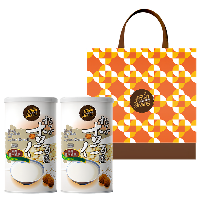 fresh grains 長青穀典 橙雙成對 松子杏仁百匯禮盒, 600g, 2罐, 1組