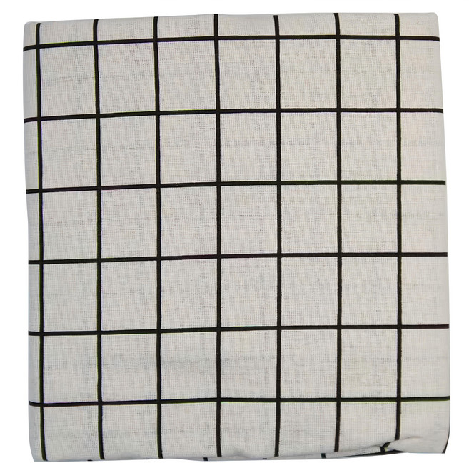 TRENY 北歐棉麻桌巾桌布, 230 x 145cm, 白格子, 1個