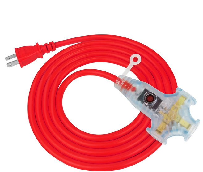 PowerSync 群加 2P 1對3帶燈動力延長線, 15m, 紅色, 1條