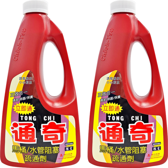 通奇 馬桶/水管阻塞疏通劑, 1L, 2瓶