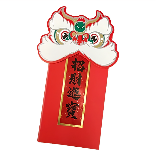 扇子紅包 紅包袋新扇子紅包 招財進寶 立體醒獅, 6卡