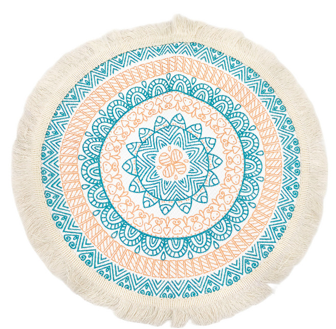 布質流蘇餐墊 聚酯纖維材質 容易清洗, 波西米亞, 1個