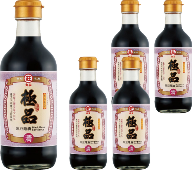 丸莊醬油 極品黑豆蔭油清 台灣契作黑豆 天然釀造 無添加防腐劑, 300ml, 5瓶