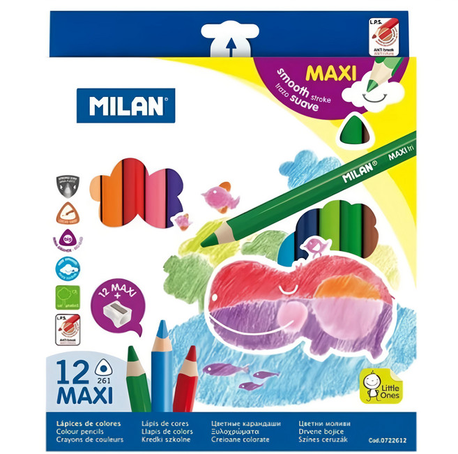 MILAN 學齡前的第一盒色鉛筆 12入 附削筆器, 12色, 1盒