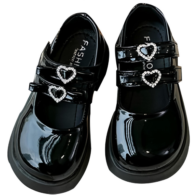 Uvley 女童 Hatube 愛心扣 漆皮瑪莉珍樂福鞋